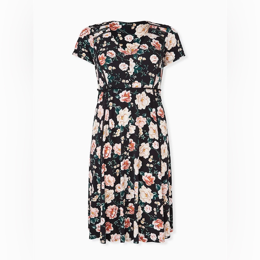 MIDI STUDIO KNIT BUTTON-FRONT SKATER DRESS